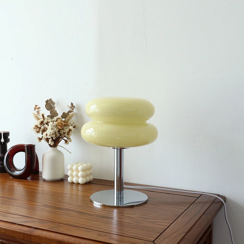 Aurora Macaron Warm Glow Table Lamp - Retro Glass Design for Cozy Living Rooms - Image 3