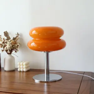 Aurora Macaron Warm Glow Table Lamp - Retro Glass Design for Cozy Living Rooms