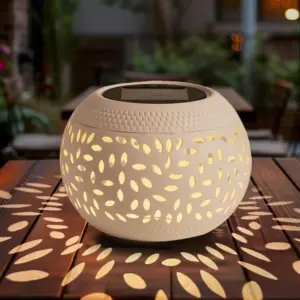 Solara Petal Projection Solar Lantern – White Outdoor Table Warm Light