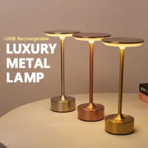 Aurelia Luxe Metal Touch Table Lamp – Rechargeable Dimmable LED Table Light for Modern Home Decor
