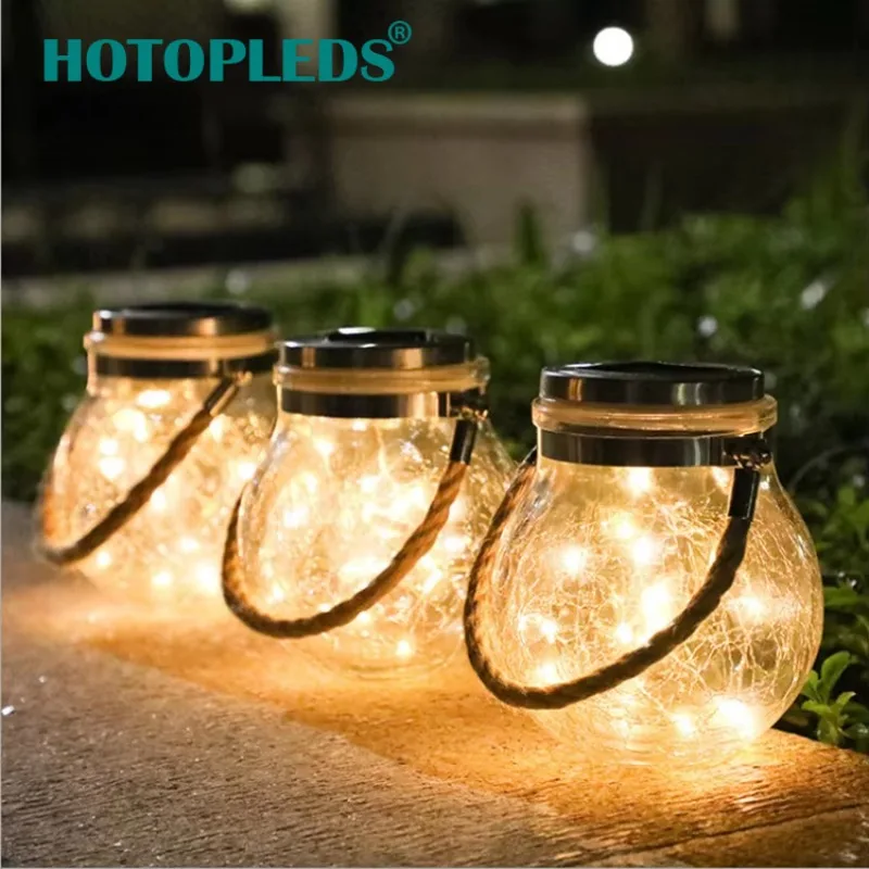 AmberGlow Cracked Glass Solar Lantern – Warm Hanging Garden Light for Outdoor Decor