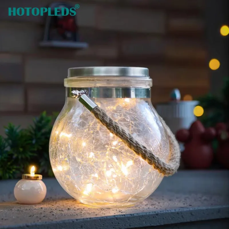 AmberGlow Cracked Glass Solar Lantern – Warm Hanging Garden Light for Outdoor Decor - Image 2